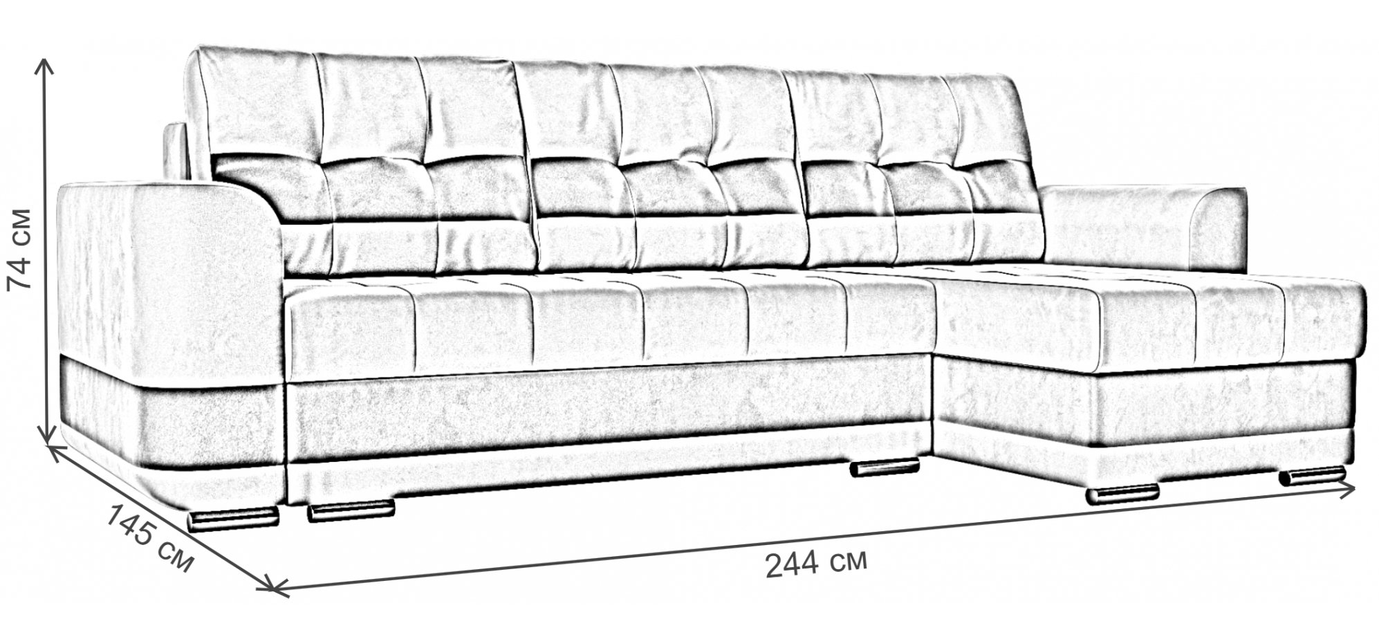 Диван угловой Честер правый коричневый велюр