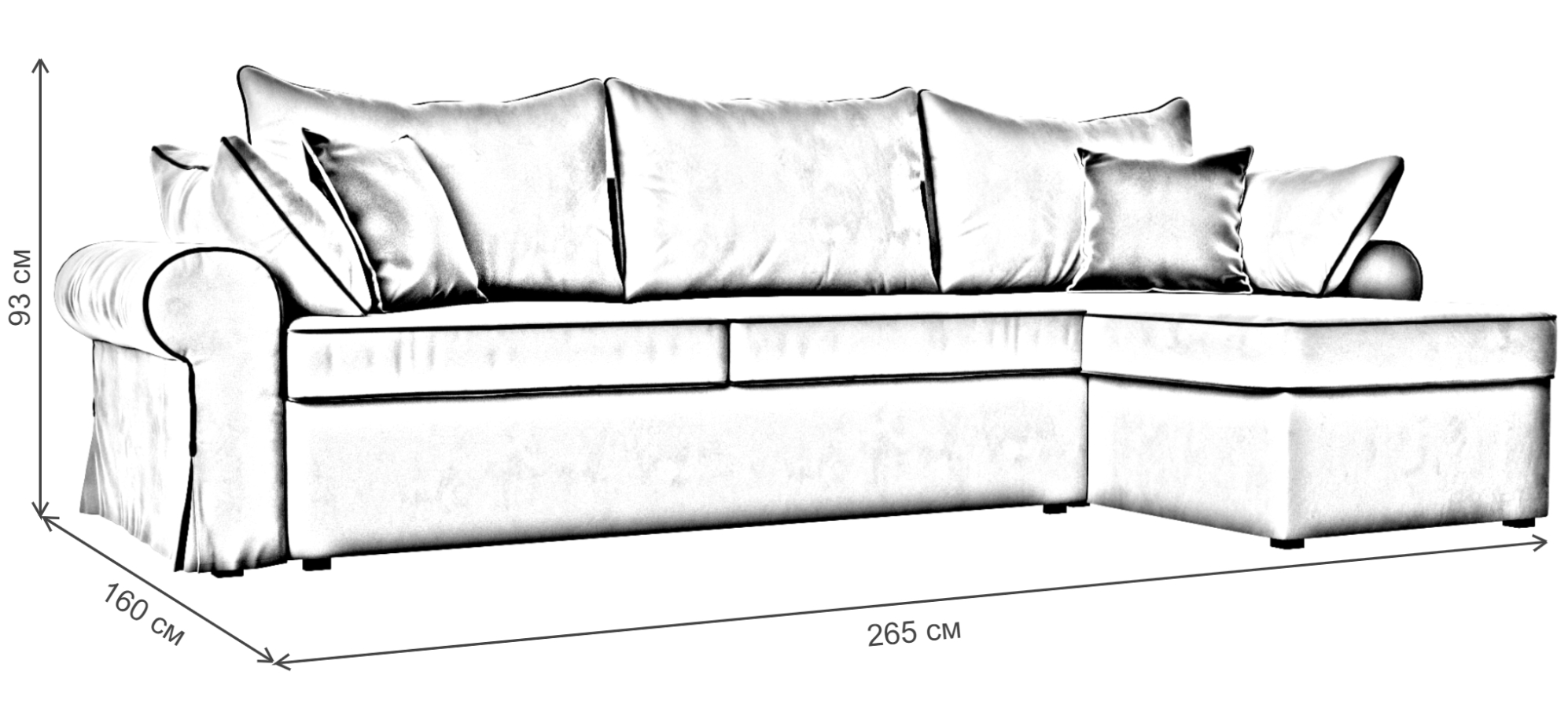 Диван Элис правый бежевая экокожа