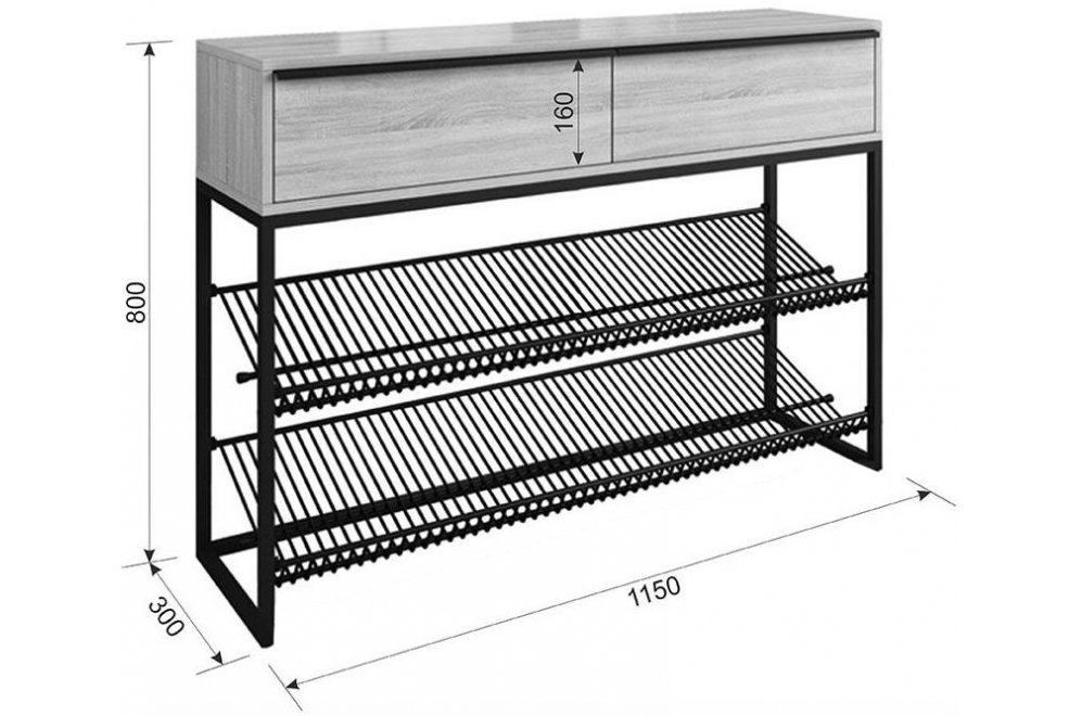 Обувница Крафт 2 черный муар / белый Обувница Крафт 2 черный муар / белый