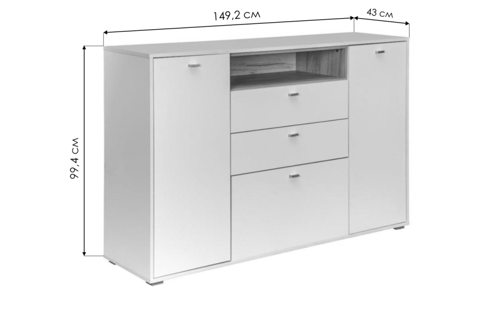 Комод Бэль 10.95 белый премиум / дуб золотой craft Комод Бэль 10.95 белый премиум / дуб золотой craft