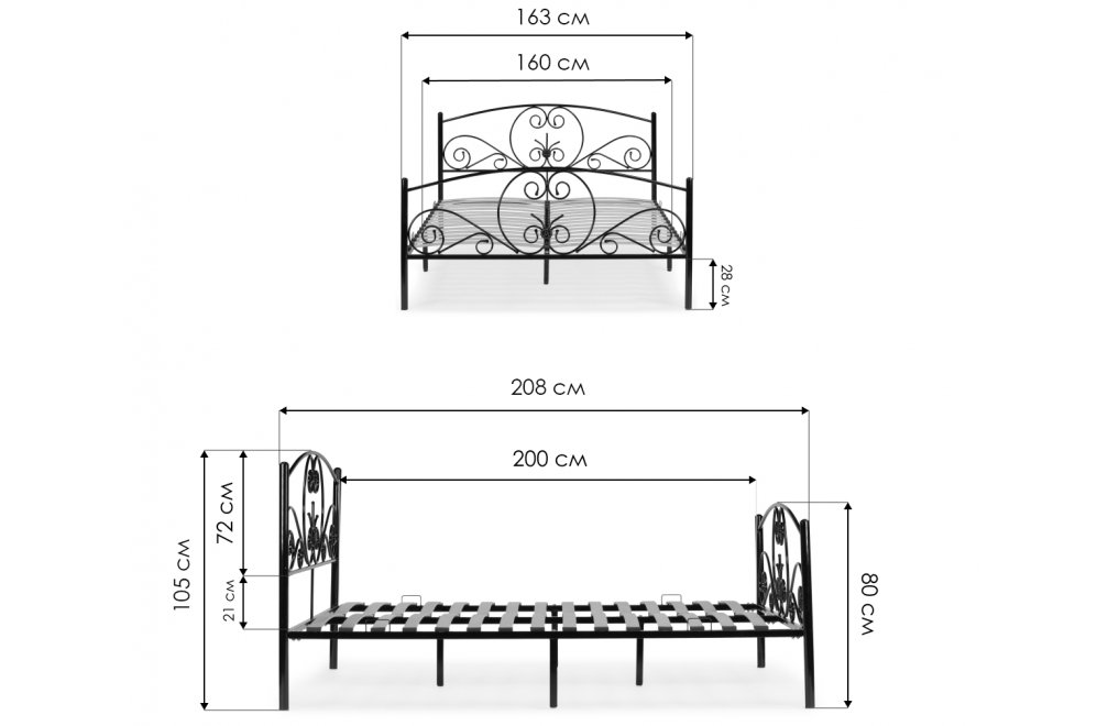 Двуспальная кровать Нерика 160х200 черная