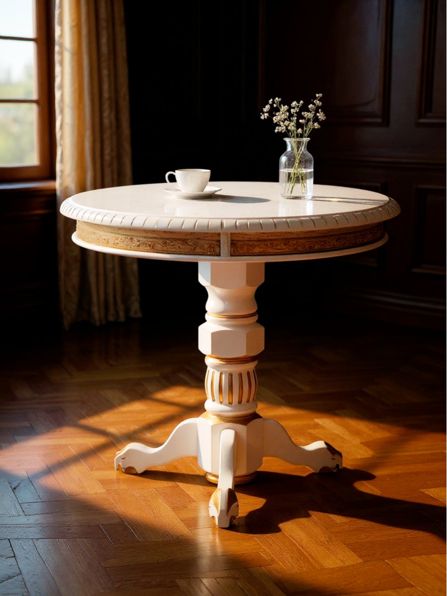 Журнальный столик Бернард молочный / золотая патина