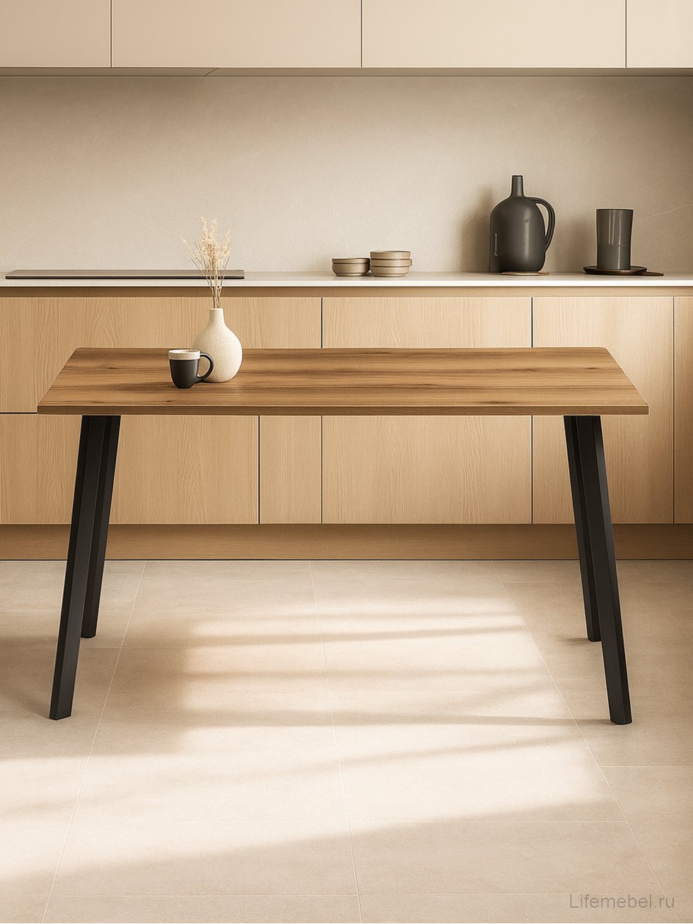 Стол Тринити Лофт 120 25 мм черный матовый / дуб делано темный