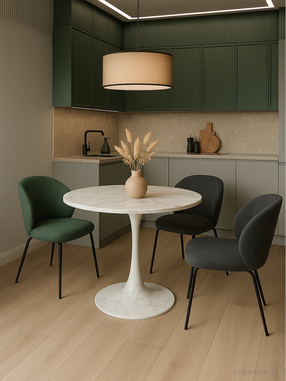 Стол Тулип 80х73 мрамор белый / белый