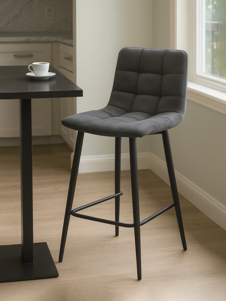 Полубарный стул Симпл темно-серый / черный Полубарный стул Симпл темно-серый / черный