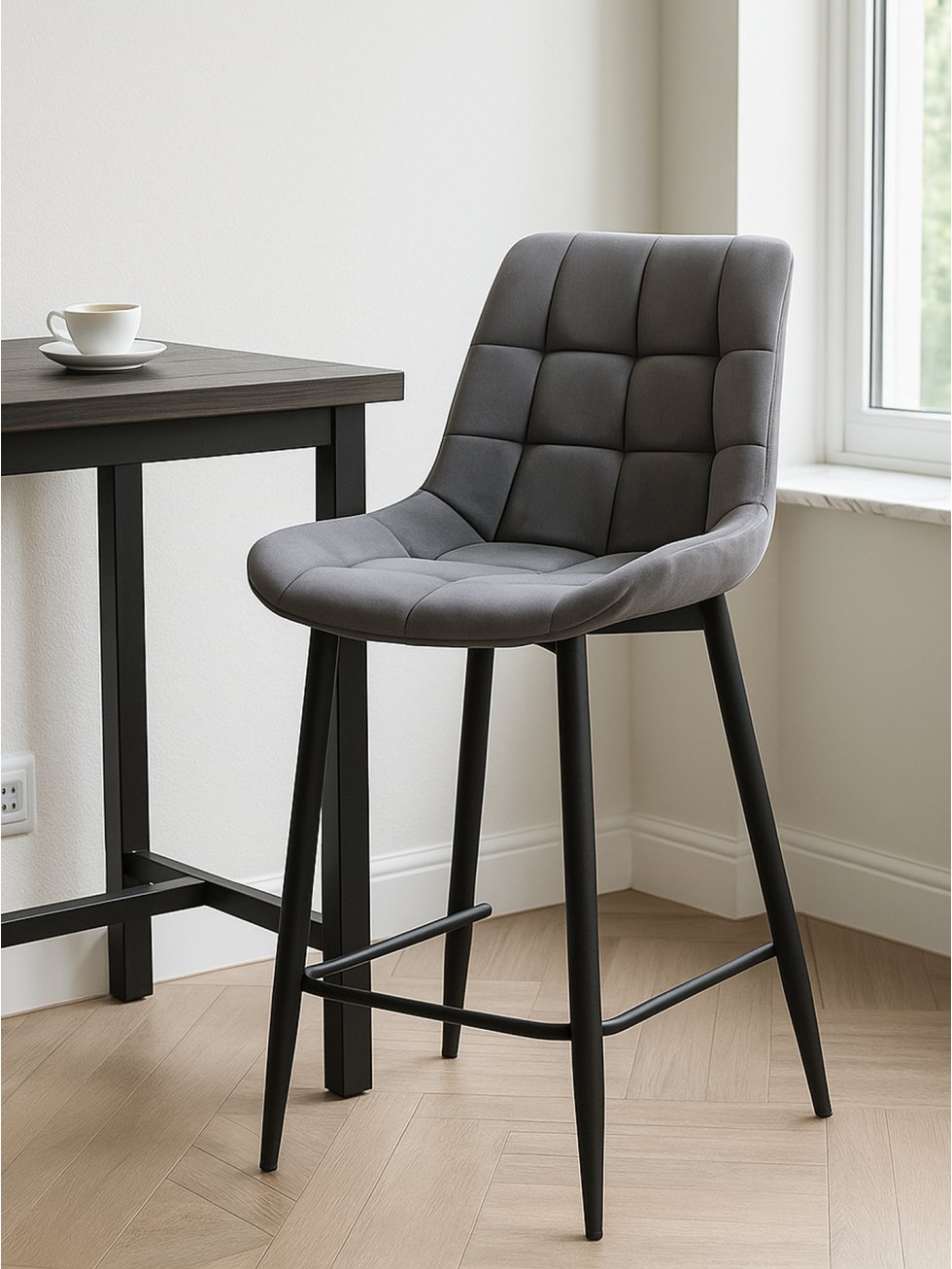 Полубарный стул Стронг темно-серый / черный