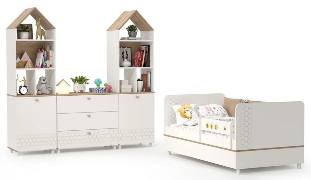 Комплект детской мебели Эльга белый шагрень / дуб белый комплектация 1