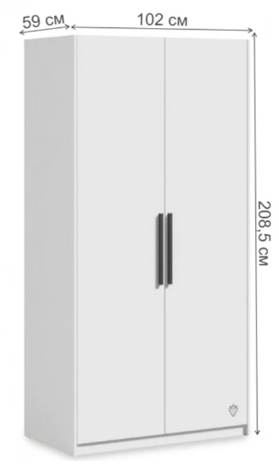 Шкаф детский White двухдверный белый