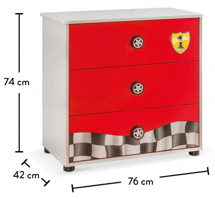 Комод детский Race Сup красный / серый