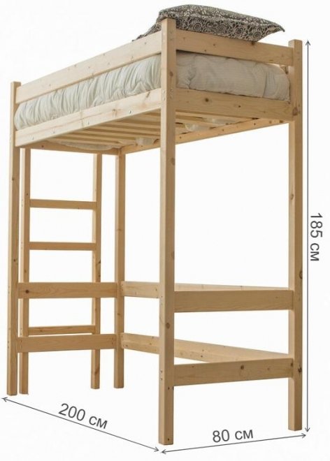 Кровать-чердак Бернар 70х190