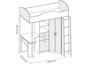 Кровать-чердак Бриз 1