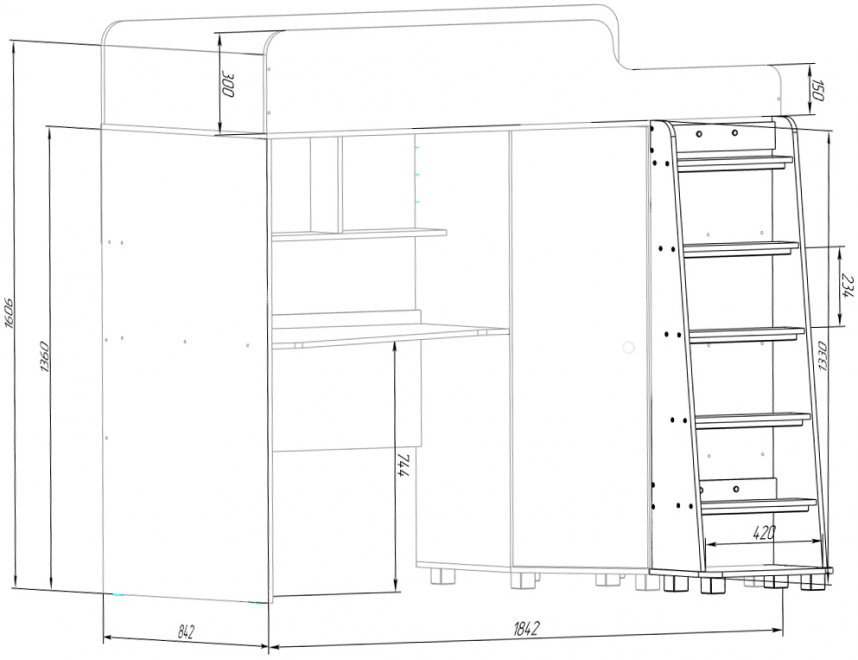 Кровать-чердак Капризун 5 Р440 розовая