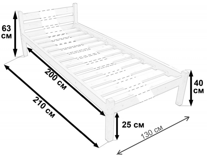Полутораспальная кровать Классика 120 x 200 см с основанием темный дуб
