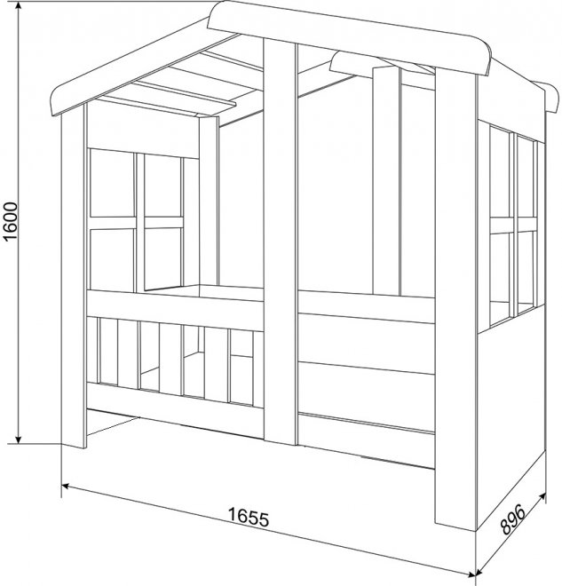 Кровать-домик Астра без ящика белый / салатовый