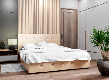 Полутораспальная кровать Афродита-10 бежевая экокожа nice beige