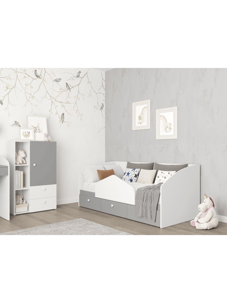 Подростковая кровать Умка 80х180 белый / серый камень