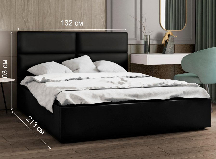 Полутораспальная кровать Афродита-4 120х200 с ПМ экокожа marvel black