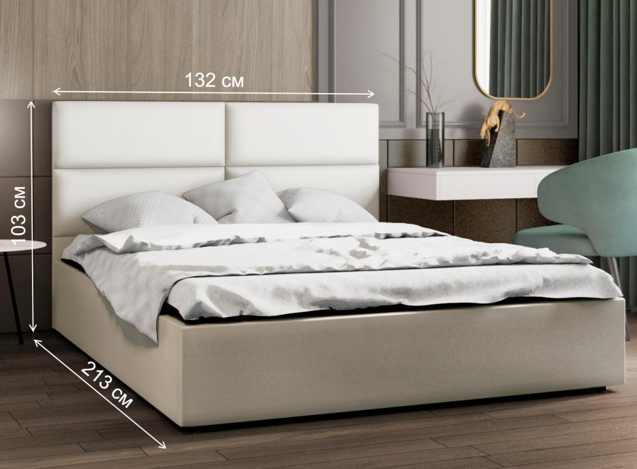 Полутораспальная кровать Афродита-4 120х200 с ПМ экокожа marvel white