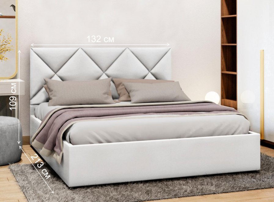 Полутораспальная кровать Афродита-6 120х200 с ПМ экокожа marvel white