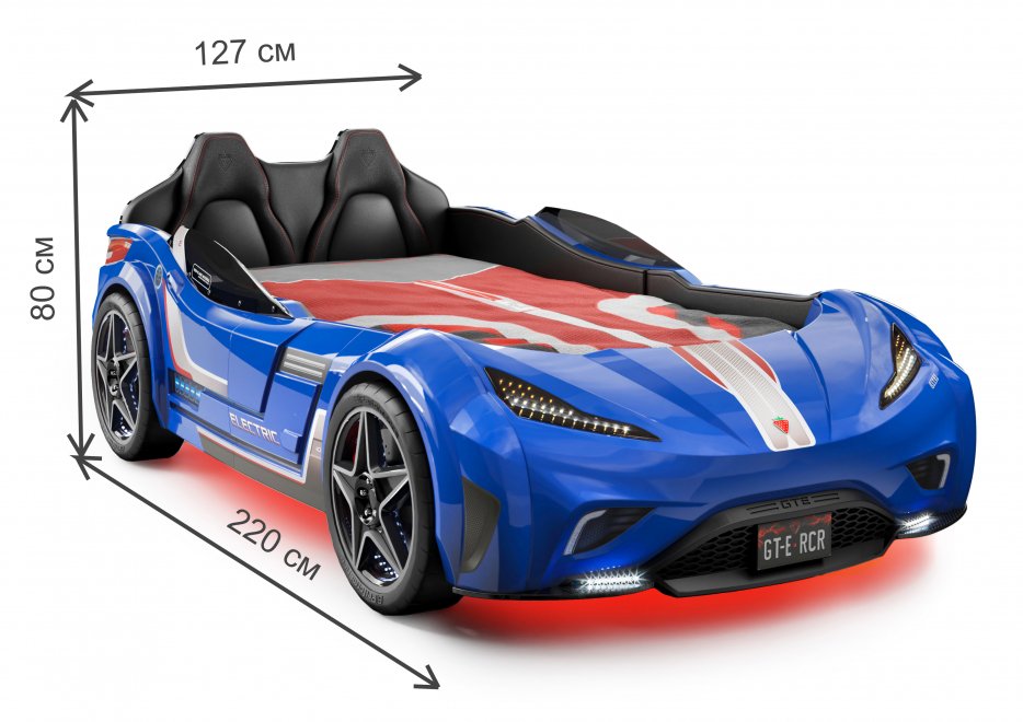 Кровать-машина GTE 100х190 синяя