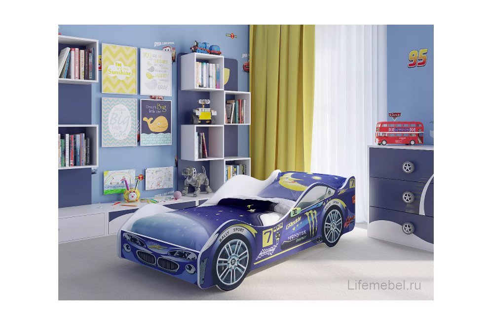 Кровать-машина Пилот синий