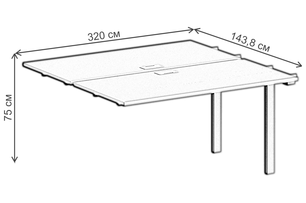 Приставка для письменного стола SG.216 3200х1438х750 60х30 дуб светлый / белый