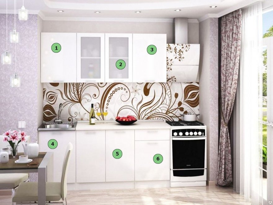 Готовая кухня Валерия-М комплектация 5 каркас белый, фасад белый глянец