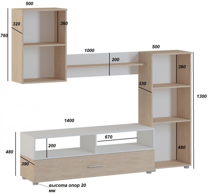 Готовая гостиная Алваро дуб сонома / белая