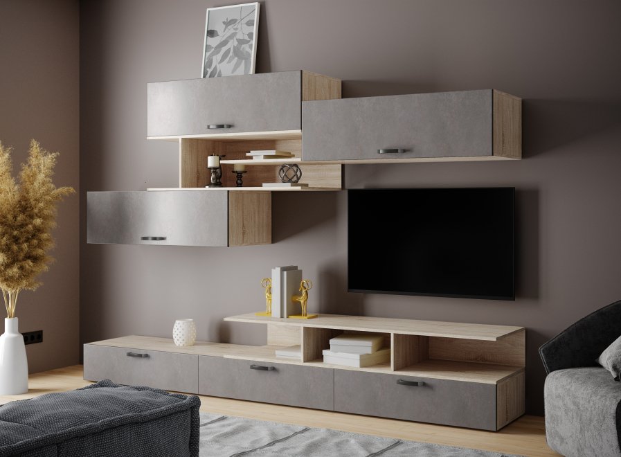 Готовая гостиная Лайна дуб сонома / бетон