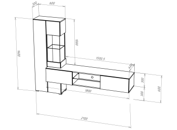 Готовая гостиная Лоук белый / чёрный глянец
