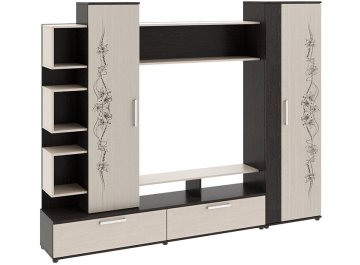 Готовая гостиная Дакота венге цаво / дуб молочный с рисунком