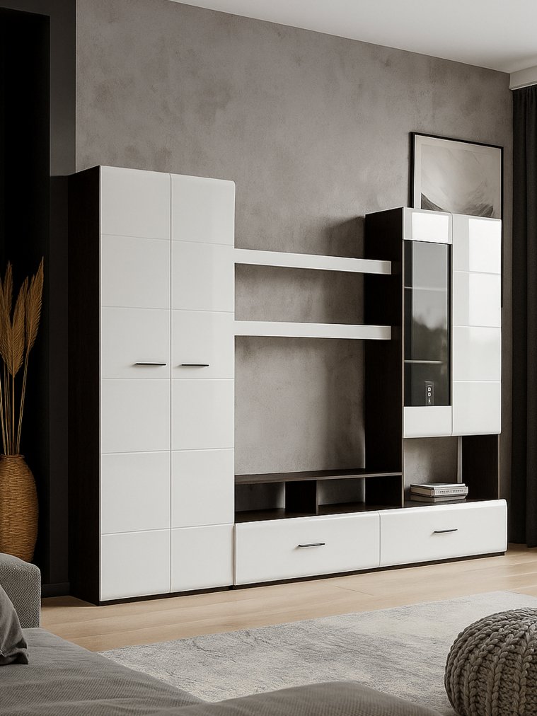 Готовая гостиная Jimenez дуб венге / белый глянец