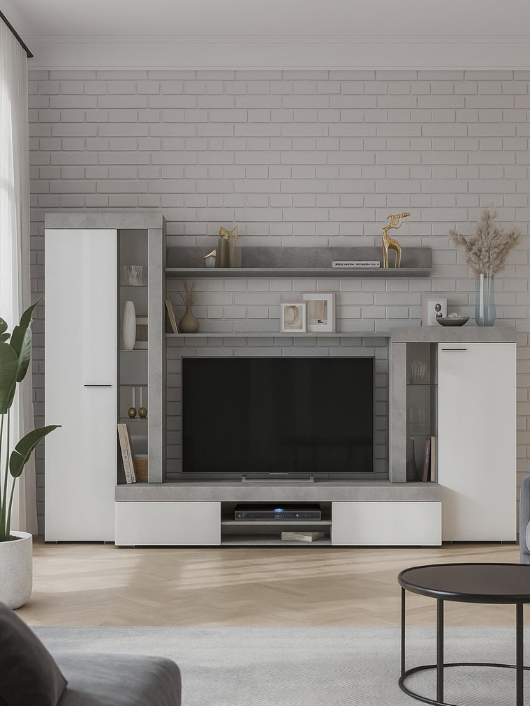 Готовая гостиная Swede цемент светлый / белый