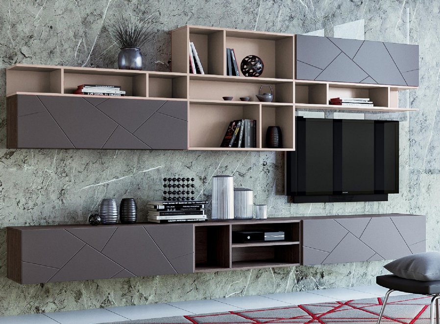 Модульная гостиная Summit софт графит / капучино / ясень анкор темный комплектация 1