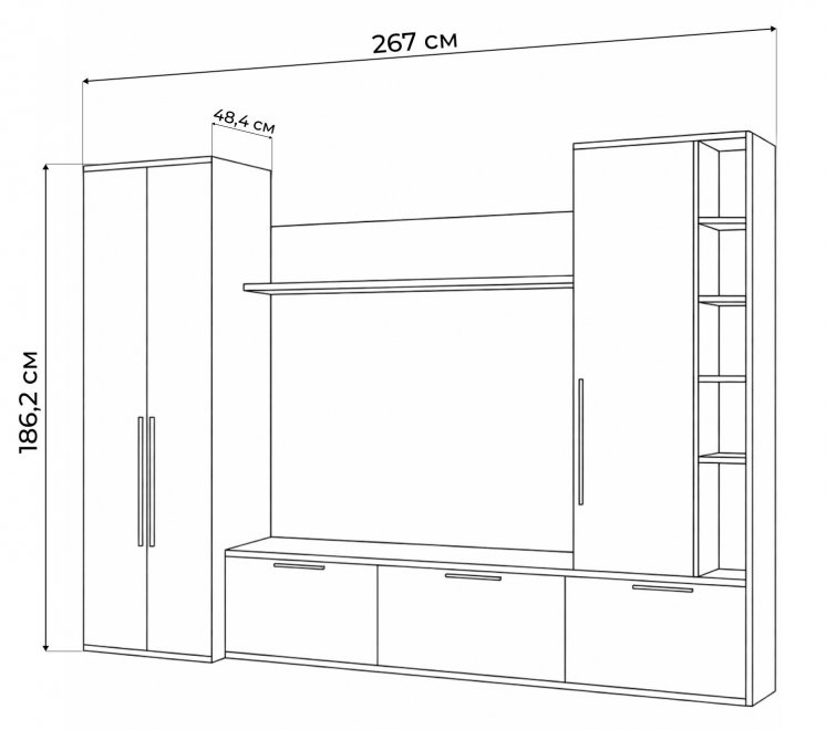 Модульная гостиная Филеста белый / дуб вотан комплектация 1