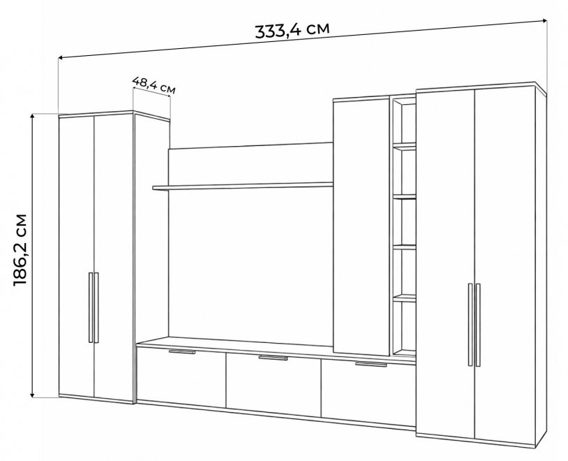 Модульная гостиная Филеста белый / дуб вотан комплектация 2