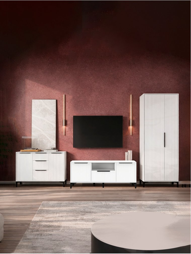 Модульная гостиная Иадама белый / белый глянец комплектация 1