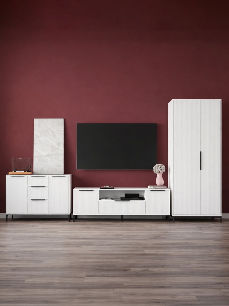 Модульная гостиная Иадама белый / белый глянец комплектация 2