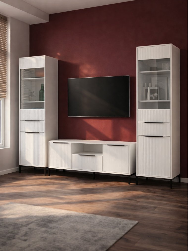 Модульная гостиная Иадама белый / белый глянец комплектация 4