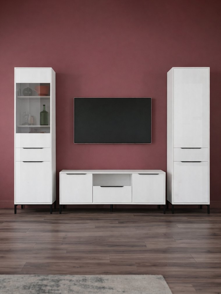 Модульная гостиная Иадама белый / белый глянец комплектация 5