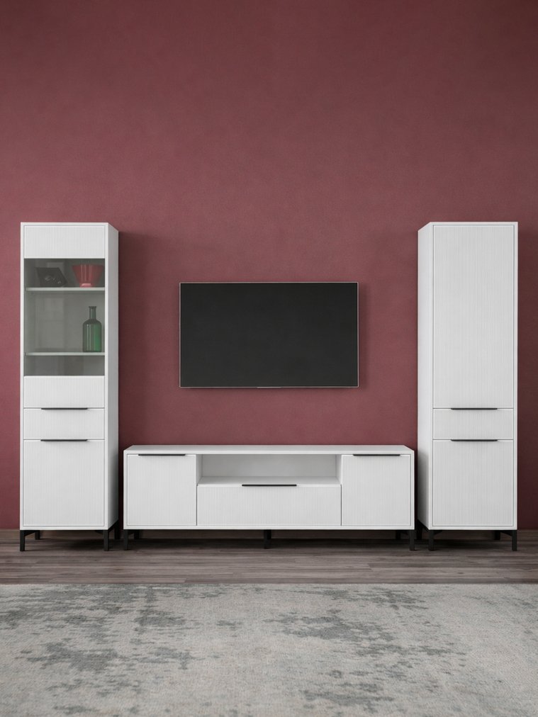 Модульная гостиная Иадама белый / белый глянец комплектация 6