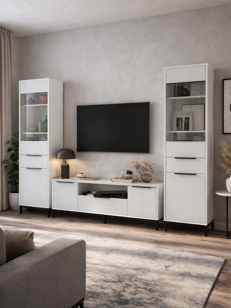 Модульная гостиная Иадама белый / белый глянец комплектация 7