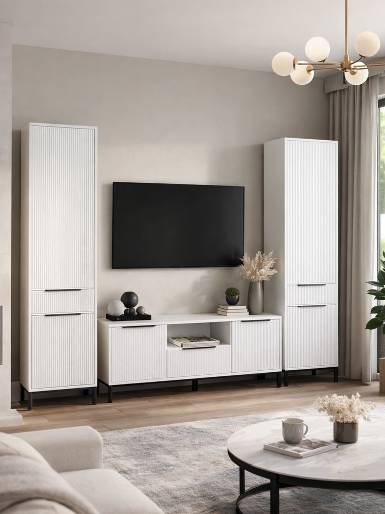 Модульная гостиная Иадама белый / белый глянец комплектация 8