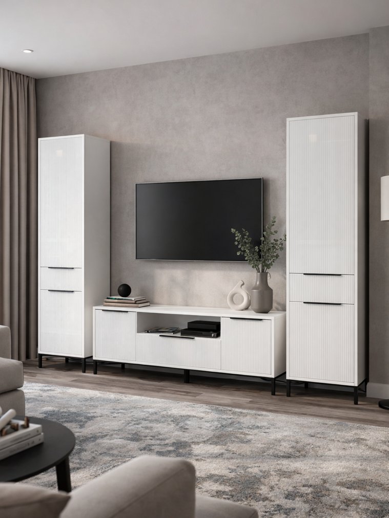 Модульная гостиная Иадама белый / белый глянец комплектация 9