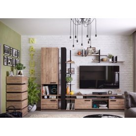 Модульная гостиная Nature (комплектация 1) дуб табачный craft / дуб табачный craft черный