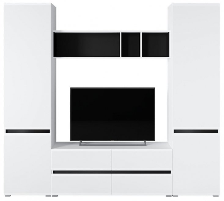 Модульная гостиная Сейдиль белый премиум / черный / белый глянец комплектация 2