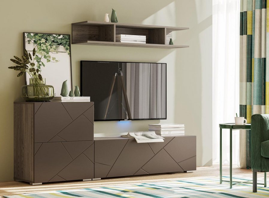 Модульная гостиная Summit 1 софт графит / ясень анкор темный комплектация 21