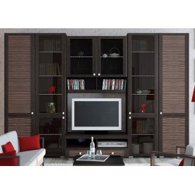 Стенка для гостиной Фиджи (комплектация 36) венге цаво / каналы дуба