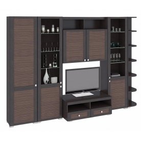 Стенка для гостиной Фиджи (комплектация 38) венге цаво / каналы дуба