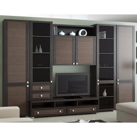 Стенка для гостиной Фиджи (комплектация 4) венге цаво / каналы дуба